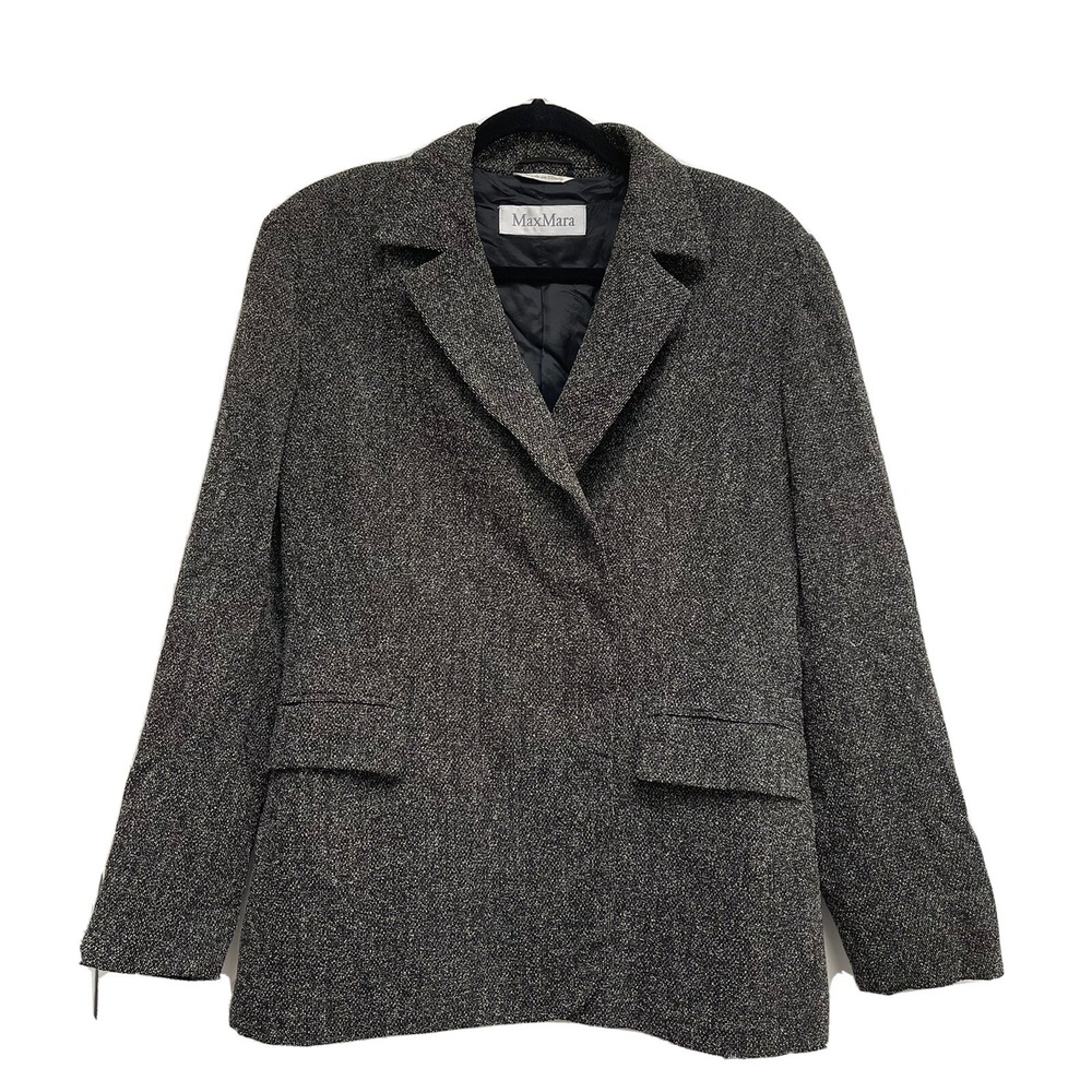 Max Mara Black Cream Jacket Size 10 Virgin Wool‎ Made in Italy